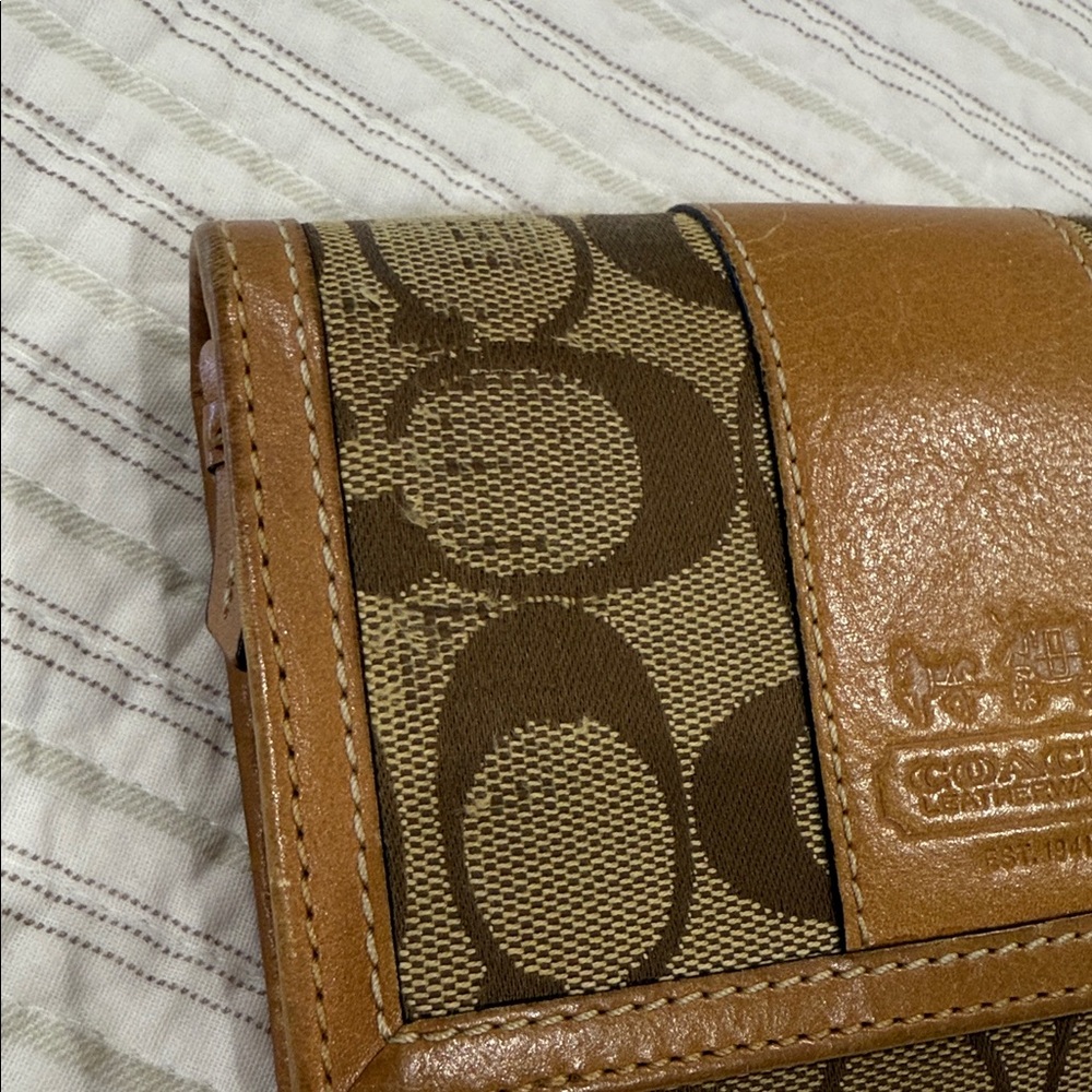 Coach Signature Canvas Wallet in Brown and Tan - Picture 4 of 11